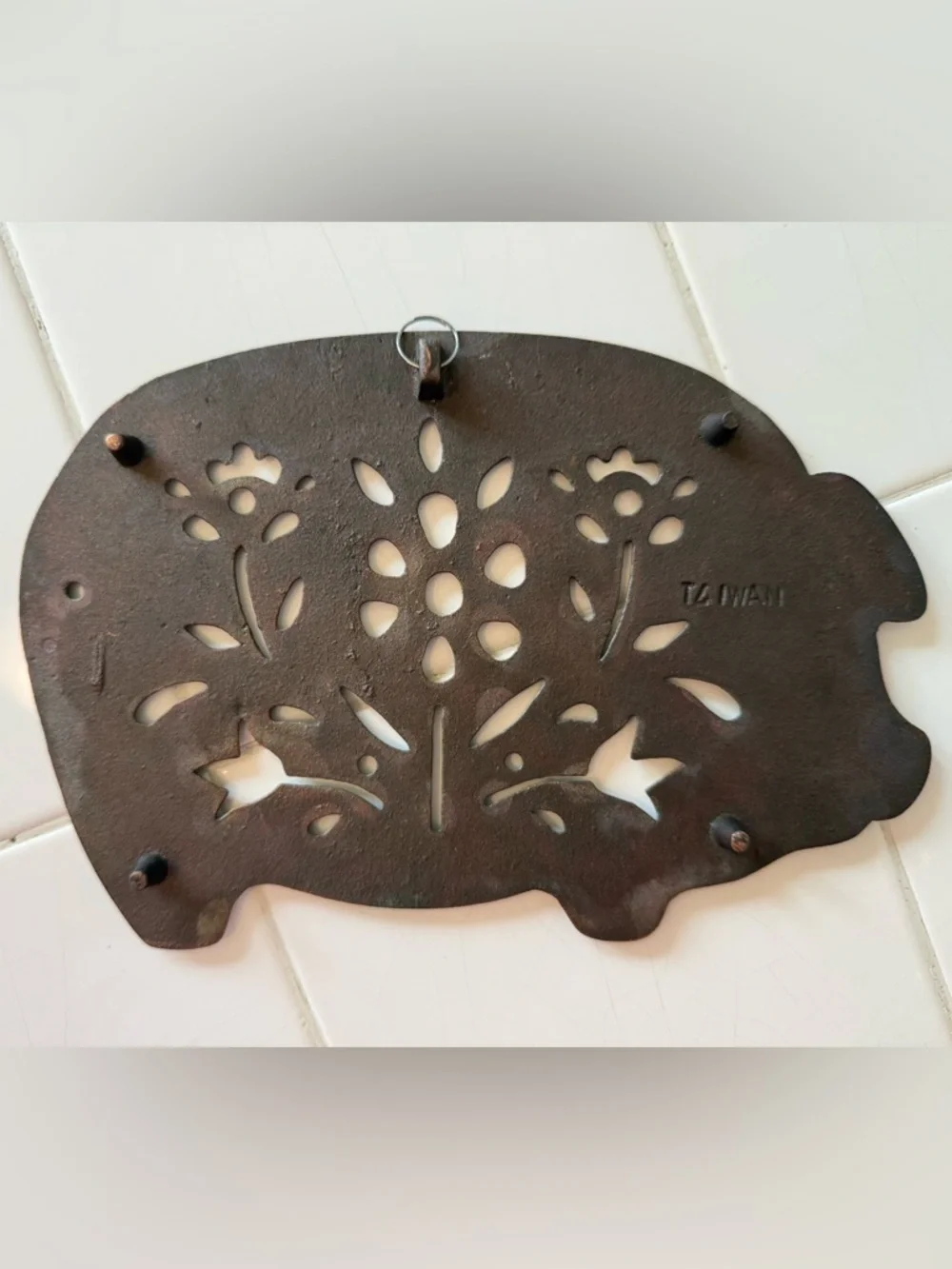 Vintage Pig Copper Plated Cast Iron Pot Holder Trivet 1980’s Farmhouse Taiwan - Picture 5 of 5